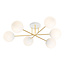 Large ceiling lamp with 6 white glass balls E14
