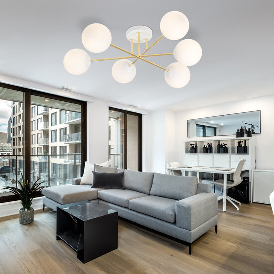 Emibig Emibig Gran lámpara de techo con 6 bolas de vidrio blanco E14 - Iluminación elegante para cualquier interior