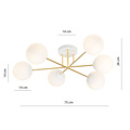 Large ceiling lamp with 6 white glass balls E14