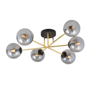 Large ceiling lamp with 6 fumed glass balls E14