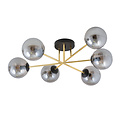 Large ceiling lamp with 6 fumed glass balls E14