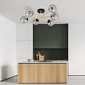Large ceiling lamp with 6 fumed glass balls E14
