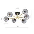 Large ceiling lamp with 6 fumed glass balls E14