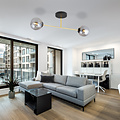 Small ceiling lamp black with brass and smoked glass bulbs 2x E14