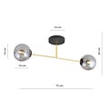 Emibig Emibig Small ceiling lamp black with brass and smoked glass bulbs 2x E14 - Stylish lighting for any space