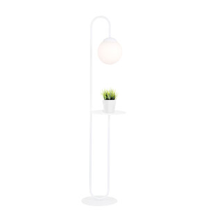 Emibig White standing lamp and side table with milky white glass ball
