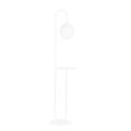 Witte staande lamp en bijzettafel met melkwit glazen bol
