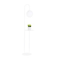 Lampadaire blanc et table d'appoint avec boule en verre blanc laiteux