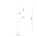Witte staande lamp en bijzettafel met melkwit glazen bol