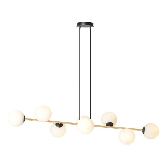 Emibig Emibig Pendant lamp brass and black with 8 white glass balls - Perfect lighting for any space