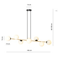 Suspension laiton et noir avec 8 boules en verre blanc