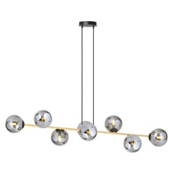 Emibig Pendant lamp with 8 fumed bulbs brass and black