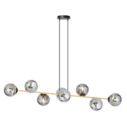 Emibig Pendelleuchte mit 8 Rauchlampen aus Messing und Schwarz