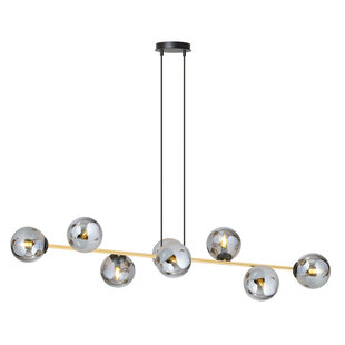 Pendant lamp with 8 fumed bulbs brass and black