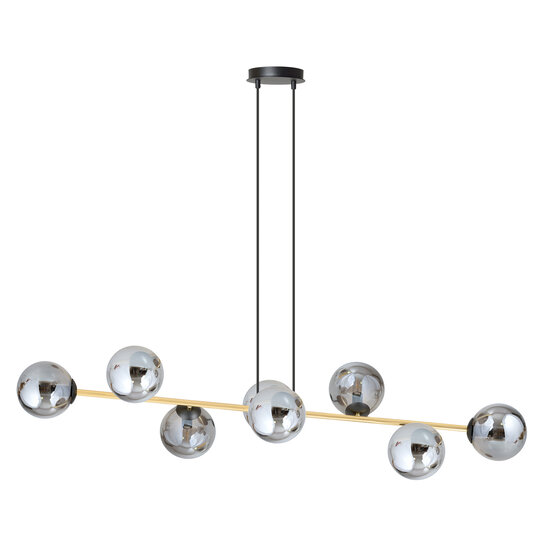 Emibig Emibig Pendellamp met 8 gefumeerde bollen messing en zwart - Creëer een sfeervolle ambiance in uw ruimte