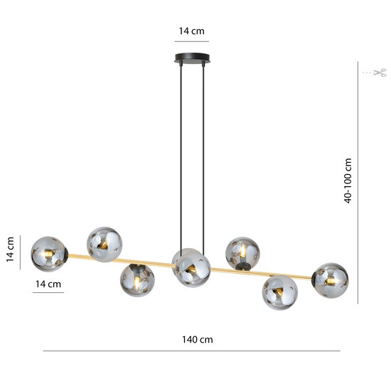 Emibig Emibig Pendant lamp with 8 fumed bulbs brass and black - Create a cozy atmosphere in your space