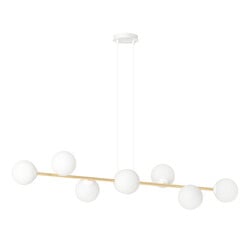 Emibig Pendellamp messing en wit met 8 witte glazen bollen