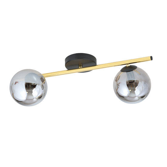Emibig Emibig Iluminación de techo 2x E14 negra con bombillas de latón y vidrio ahumado - Crea un ambiente acogedor en tu espacio