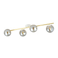 Plafondverlichting 4x E14 zwart met messing en gerookt glas bollen