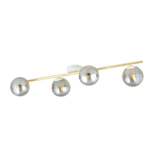 Ceiling lighting 4x E14 black with brass and smoked glass bulbs