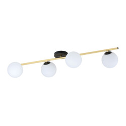 Emibig Design ceiling lamp 4x E14 black with brass and frosted glass bulbs