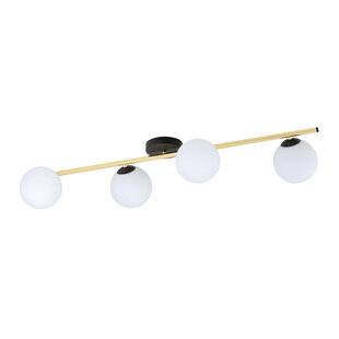 Emibig Design plafondlamp 4x E14 zwart met messing en melkglas bollen