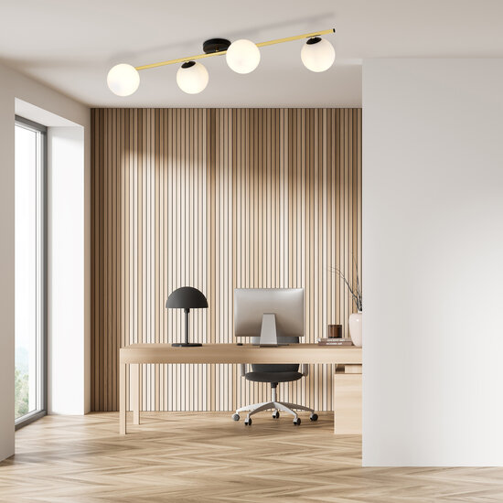 Emibig Emibig Plafonnier design 4x E14 noir avec ampoules en laiton et verre dépoli - Éclairage idéal pour chaque espace