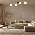 Design plafondlamp 4x E14 zwart met messing en melkglas bollen