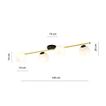 Design plafondlamp 4x E14 zwart met messing en melkglas bollen