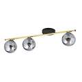 Emibig Emibig Lámpara de techo larga 3x E14 latón y negro con bolas de vidrio ahumado - Ideal para una iluminación elegante en su interior