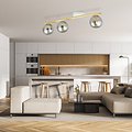 Emibig Emibig Longue lampe de plafond blanche et en laiton 3x E14 avec boules en verre fumé - Idéale pour créer une ambiance chaleureuse et élégante