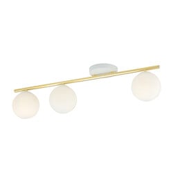 Emibig Plafonnier blanc et laiton 3x E14 boules en verre mat blanc