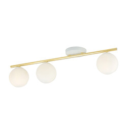 White and brass ceiling lamp 3x E14 glass matt white balls