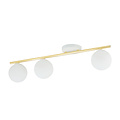 Wit en messing plafondlamp 3x E14 glazen matwitte bollen