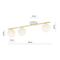 Wit en messing plafondlamp 3x E14 glazen matwitte bollen