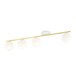 White and brass 4x E14 ceiling lamp glass matt white balls