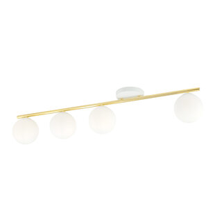 White and brass 4x E14 ceiling lamp glass matt white balls