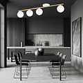 Emibig Emibig Weiße und messingfarbene 4x E14 Deckenleuchte aus mattweißen Glaskugeln - Elegante Beleuchtungslösung für moderne Innenräume