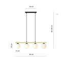 Emibig Emibig Lámpara colgante larga negra y de latón 4x E14 bombillas de vidrio esmerilado - Ideal para interiores elegantes
