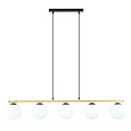 Emibig Emibig Lámpara colgante enormemente larga negra y de latón con 5x E14 bombillas de vidrio esmerilado - Ideal para crear una atmósfera elegante