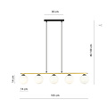 Enorm lange zwart en messing hanglamp 5x E14 melkglas bollen