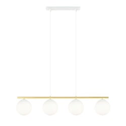 Emibig Lange wit en messing hanglamp 4x E14 melkglas bollen