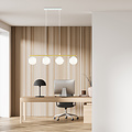 Lange wit en messing hanglamp 4x E14 melkglas bollen