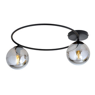 Stylish ceiling lamp black with smoked glass bulbs 2x E14