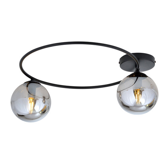 Emibig Emibig Lampe de plafond élégante noire avec ampoules en verre fumé 2x E14 - Idéale pour les intérieurs modernes