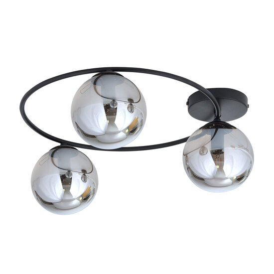 Stylish ceiling lamp 3xE14 black with smoked glass bulbs