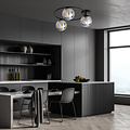 Stylish ceiling lamp 3xE14 black with smoked glass bulbs