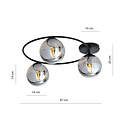 Stijlvolle plafondlamp 3xE14 zwart met gerookt glas bollen