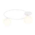 Beau plafonnier blanc avec boules en verre blanc 2x E14