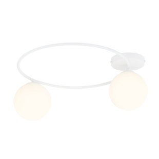 Precioso plafón blanco con bolas de cristal blanco 2x E14